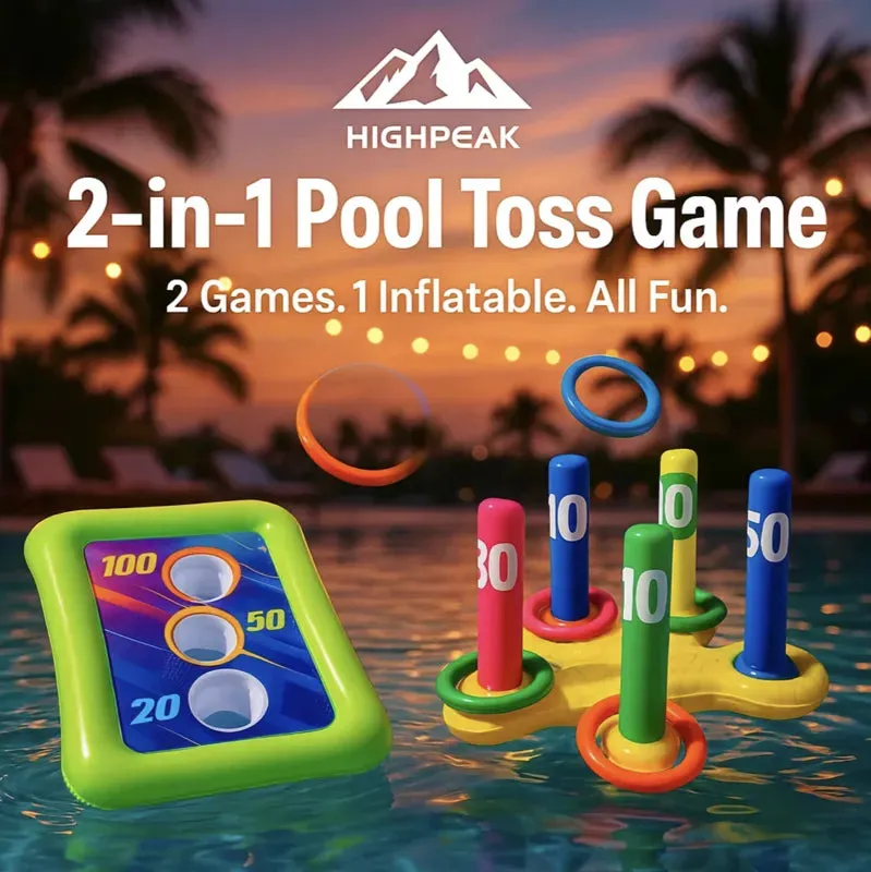 HighPeak 2-in-1 inflatable pool toss game floating with ring toss targets