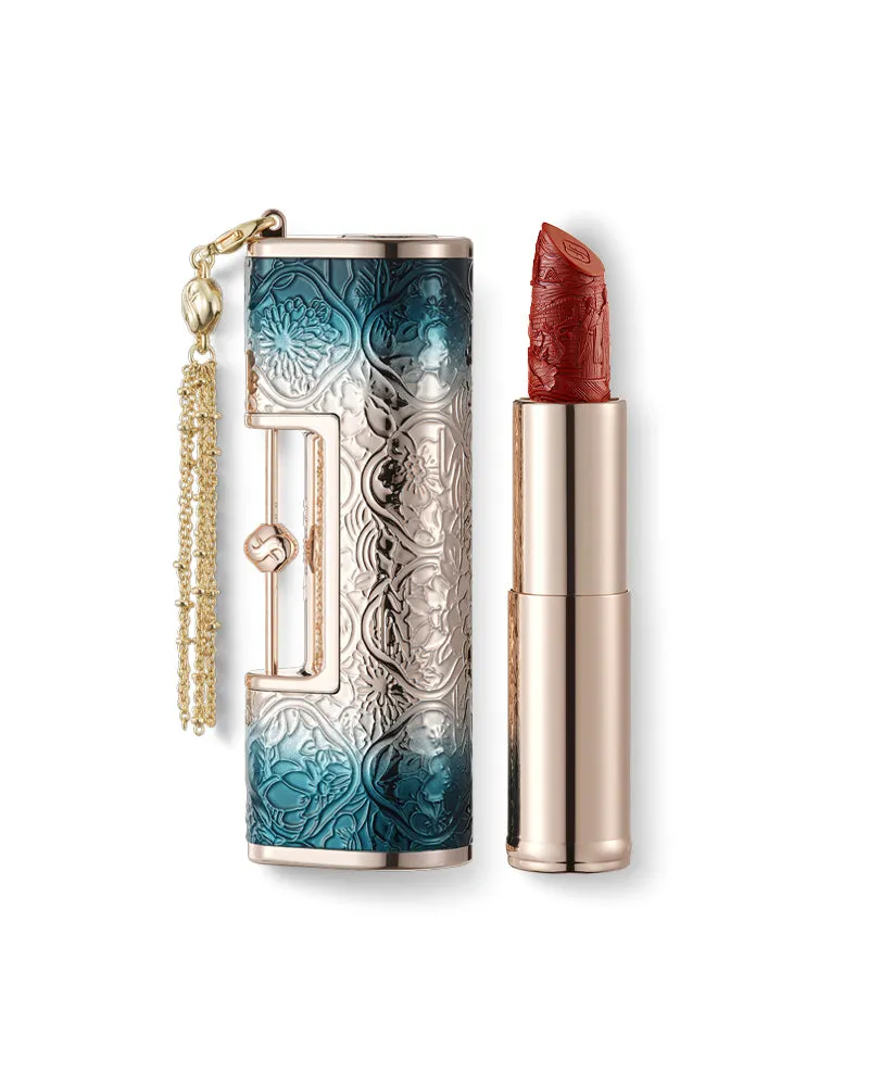 Florasis Blooming Rouge Love Lock Lipstick, engraved case with romantic detailing