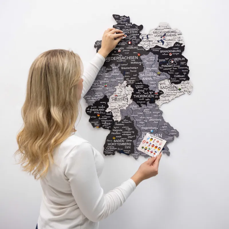Enjoy The Wood 3D Germany Wooden Map Nordik in soft neutral tones with layered borders