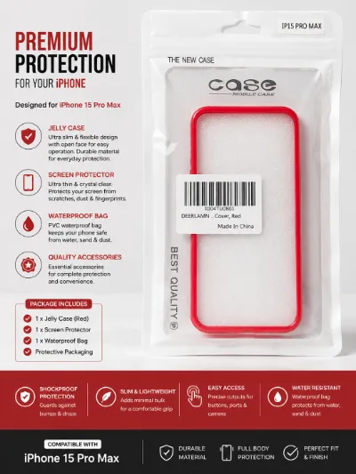Viva Koutour Cosmetics iPhone 15 Pro Max Red Jelly Case – slim shockproof protective cover in vibrant red