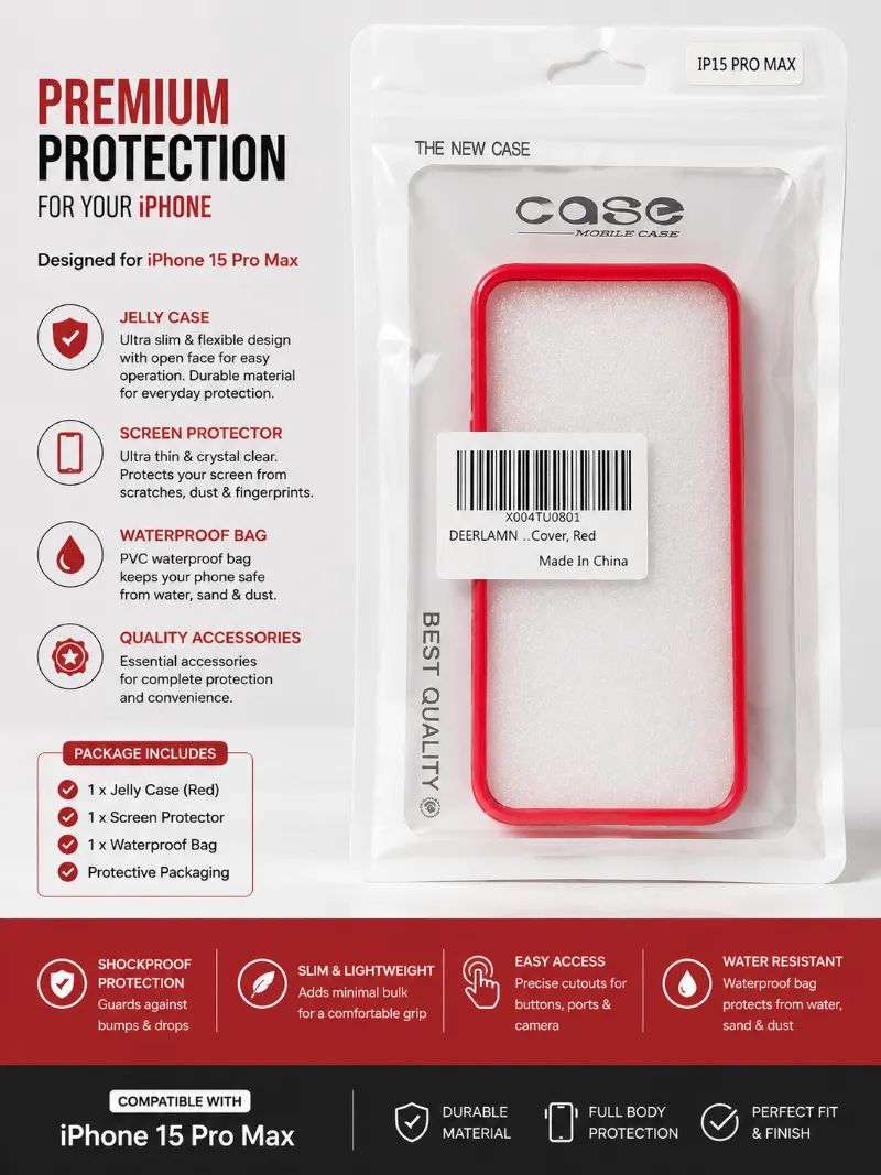 Viva Koutour Cosmetics iPhone 15 Pro Max Red Jelly Case – slim shockproof protective cover in vibrant red