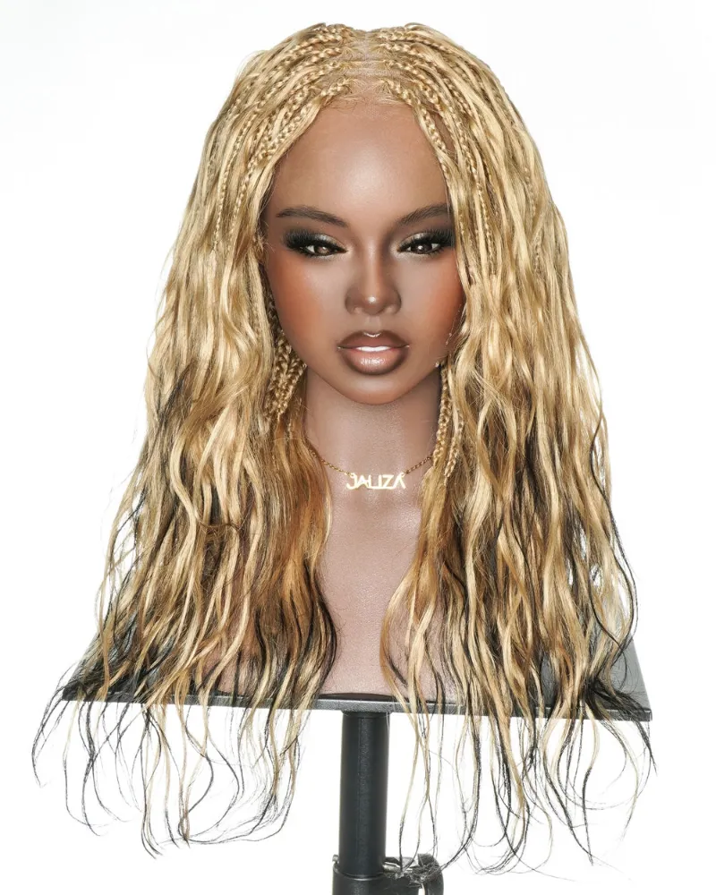 Jaliza Michelle Salon-Style Two-Tone Honey and Jet Boho Box Braided Wig with balayage color