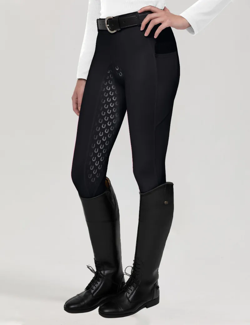 FiTST4 Women Full Seat Breeches With Pockets featuring heart-shaped silicone grip