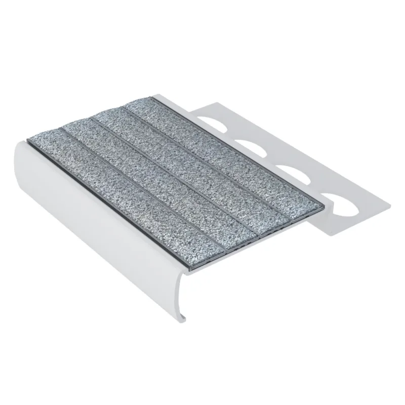 ComposiGrip Ecoglo® M4160.10 gray non-slip tile stair nosing, 8 foot aluminum profile