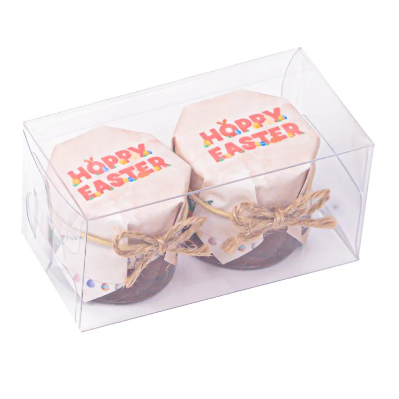 HoneySpree Happy Easter Twin Clear Box showing two small honey jars in clear packaging