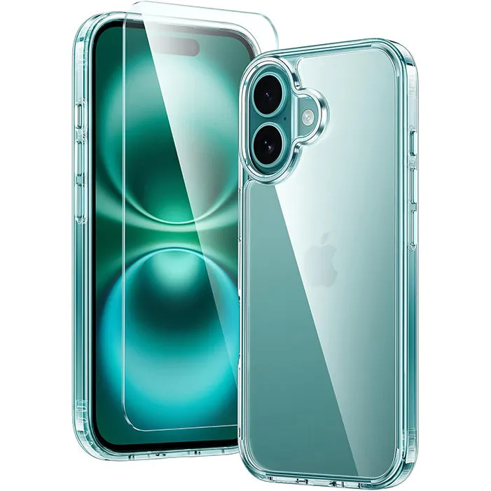 FNTCASE OFFICIAL clear wireless charging case for iPhone 16 with anti-yellowing shockproof protection