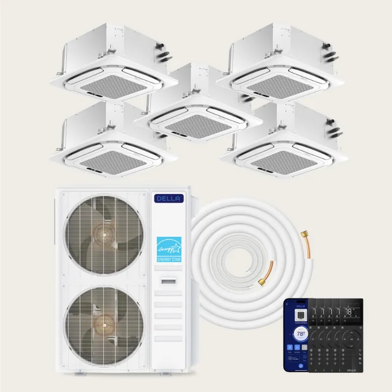 Della Home 48000 BTU five zone ceiling cassette ductless mini split system