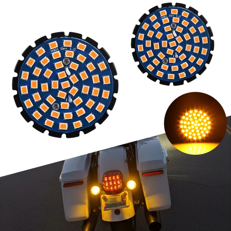 Sunpie 2-inch 1156 Rear LED Turn Signals in bullet style with amber bulbs for Harley Davidson motorcycles