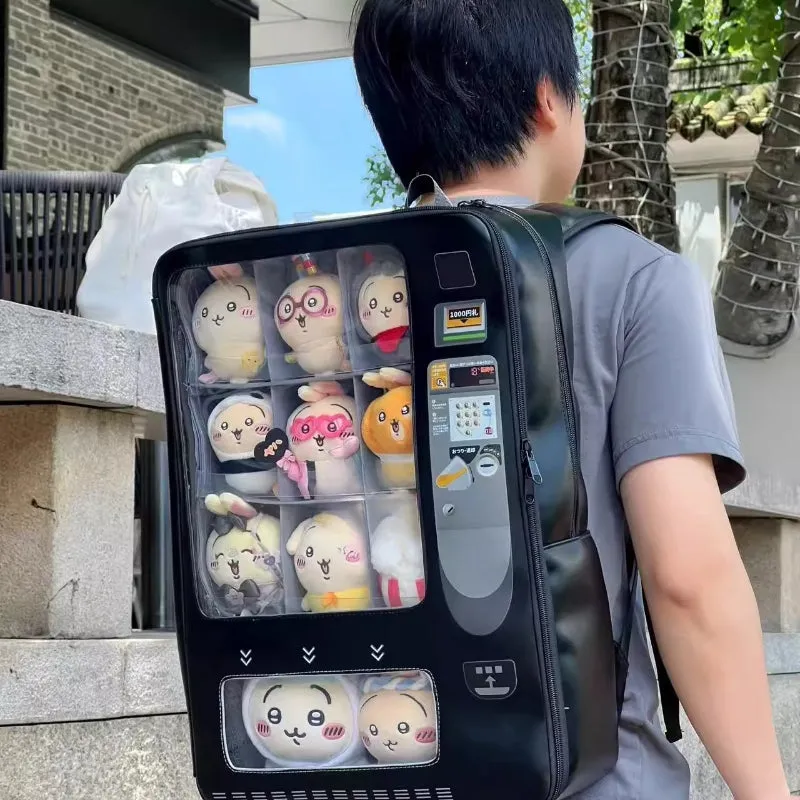TTAesthetic 10cm Doll Vending Machine Large-capacity Backpack in black with colorful vending machine graphic