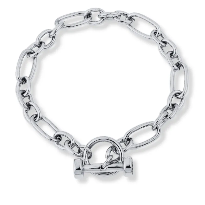 Sleek Fit Jewelry Lynxis Bracelet in silver, a cable link bracelet with a dumbbell pendant