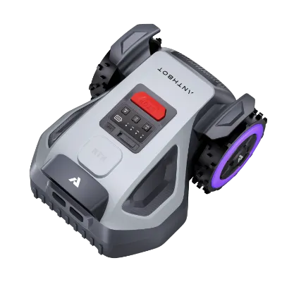 ANTHBOT M5 compact robot lawn mower navigating garden