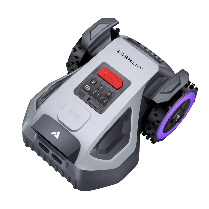 ANTHBOT M5 compact robot lawn mower navigating garden