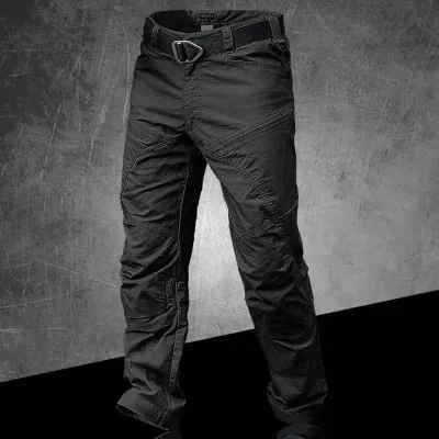 Falour Men's Urban Outdoor Waterproof Cargo Tactical Pants in black with multiple pockets