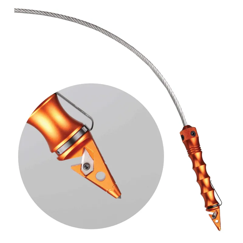 The Stinger Tools Stinger Whip Car Emergency Tool Elite Edition Orange with steel cable and grip