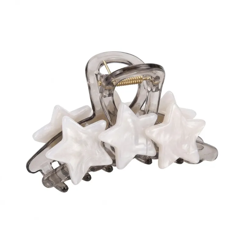 Shoptery Decora Pearlescent Star Hair Claw Clip in Smoky Grey, a glossy star-shaped claw clip