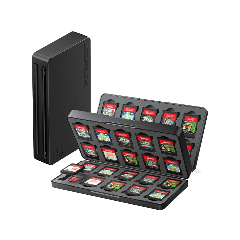 JSAUX Game Card Case 40 for Switch 2 with magnetic closure and multi-slot storage compartments
