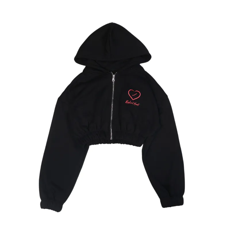 Nimodo Women's Crop Jacket with Resilient Heart design and zip front