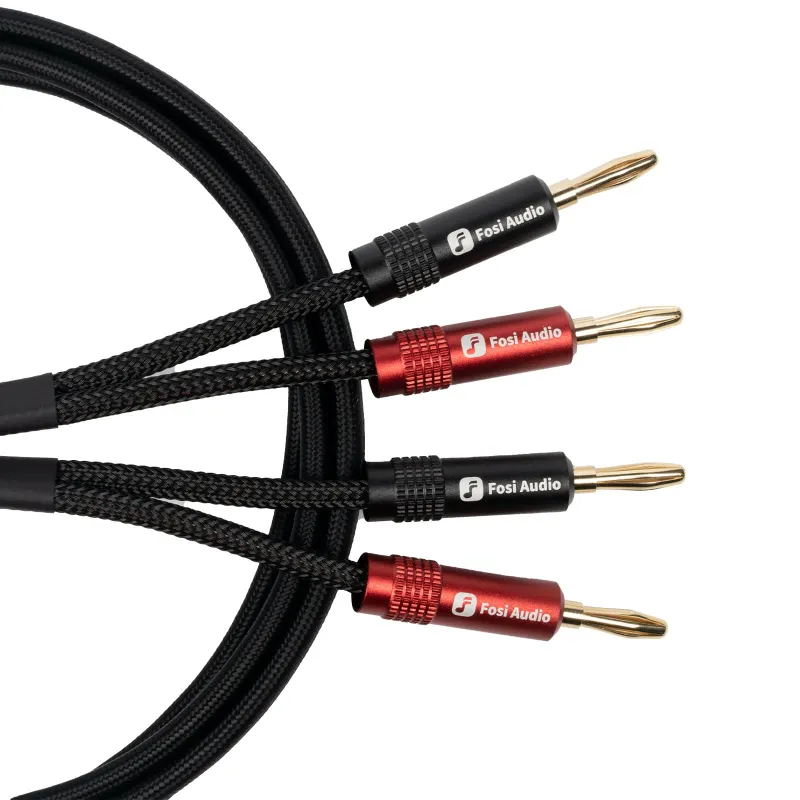 Fosi Audio Oxygen-Free Copper Speaker Cables with gold-plated banana plugs, two pairs