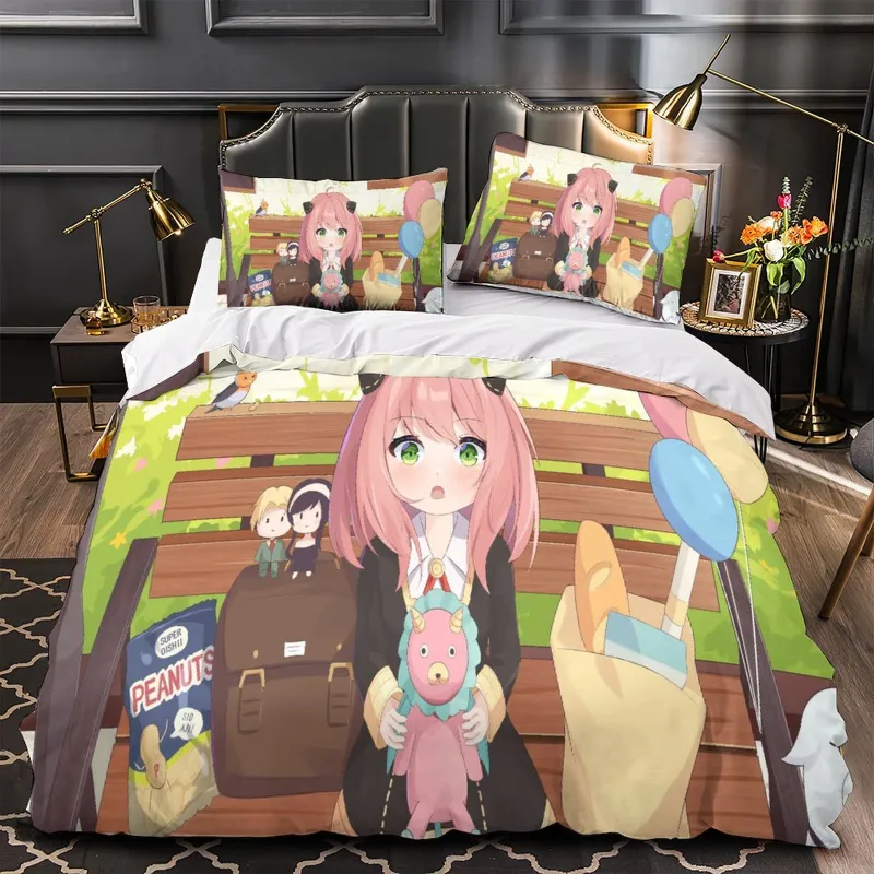 EBuycos Anime Spy X Family Bedding Set Kids Duvet Cover Without Filler, duvet with anime character print