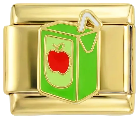 Charms Official Apple Juice Box on Gold charm with juice box design