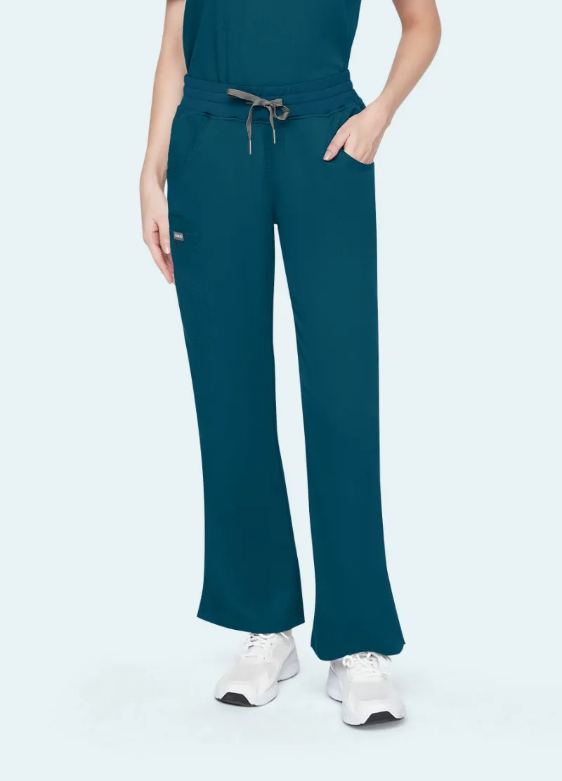 COMENII StyleFlex Essential Scrub Pant in caribbean blue straight leg style