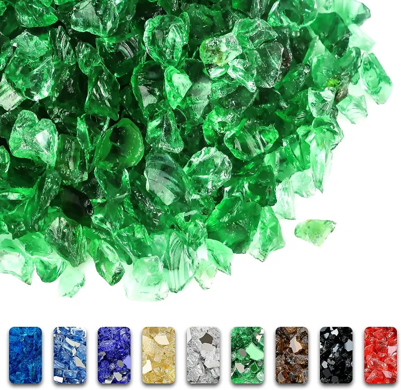 GrillPartsReplacement 10 Pounds 1/2'' Emerald Green Tempered Fire Glass Rocks