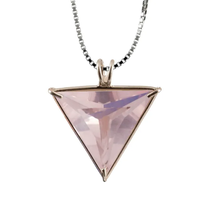 VOLTLIN Rose Quartz Angelic Star Chain Pendant in sterling silver