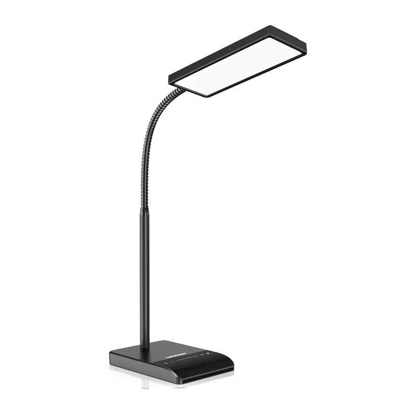 Lepower Tec Gooseneck Eye-caring LED Desk Light with Touch Control, metal desk lamp with wide light panel