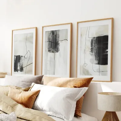 Wall Art Set 3 Piece Simple Abstract Art Set of Prints Japandi Decor - neutral modernist posters