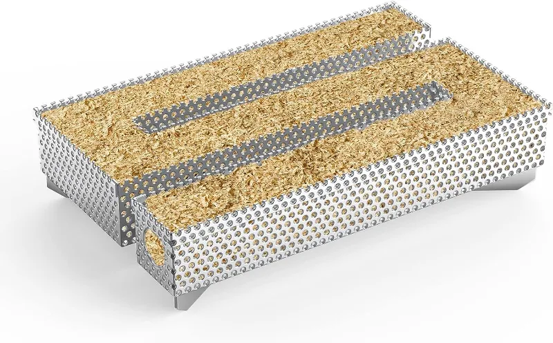 GrillPartsReplacement 12 Hours Pellet Maze Grill Smoker Box Tray for Hot and Cold Meat Cheese Smoking 5 by 8 inches