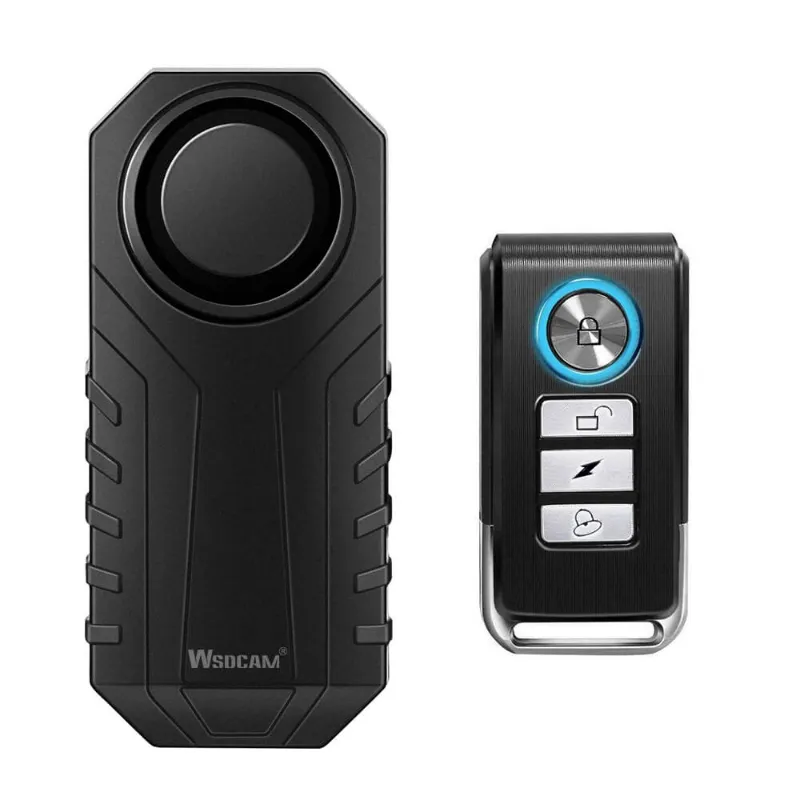 Wsdcam Wireless Anti-Theft Bicycle Motorcycle Alarm with remote control, black waterproof housing