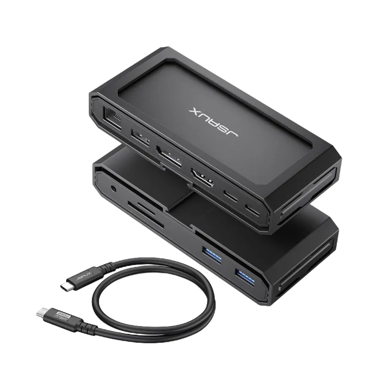 JSAUX 11-in-1 Docking Station with multiple ports and cable connections