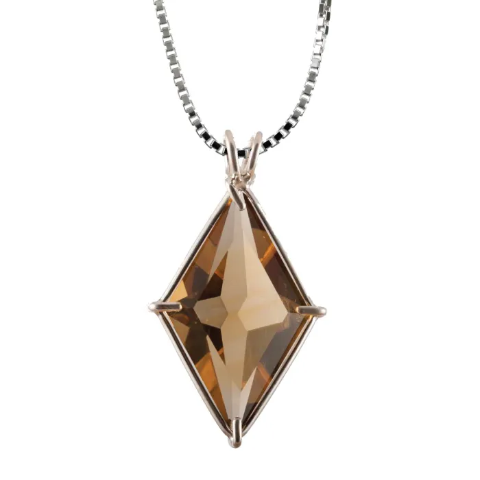 VOLTLIN Citrine Ascension Star Chain Pendant close-up of Citrine in silver pendant on chain