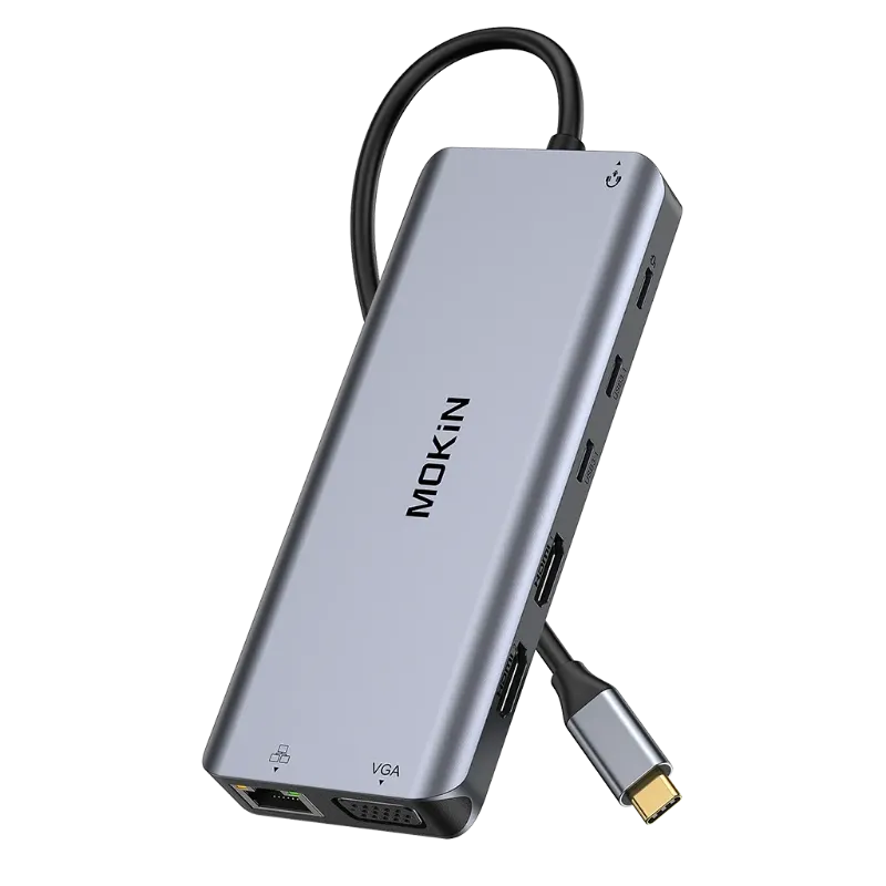 MOKiN 14-in-1 USB-C Laptop Docking Station Triple Monitor with multiple connection ports