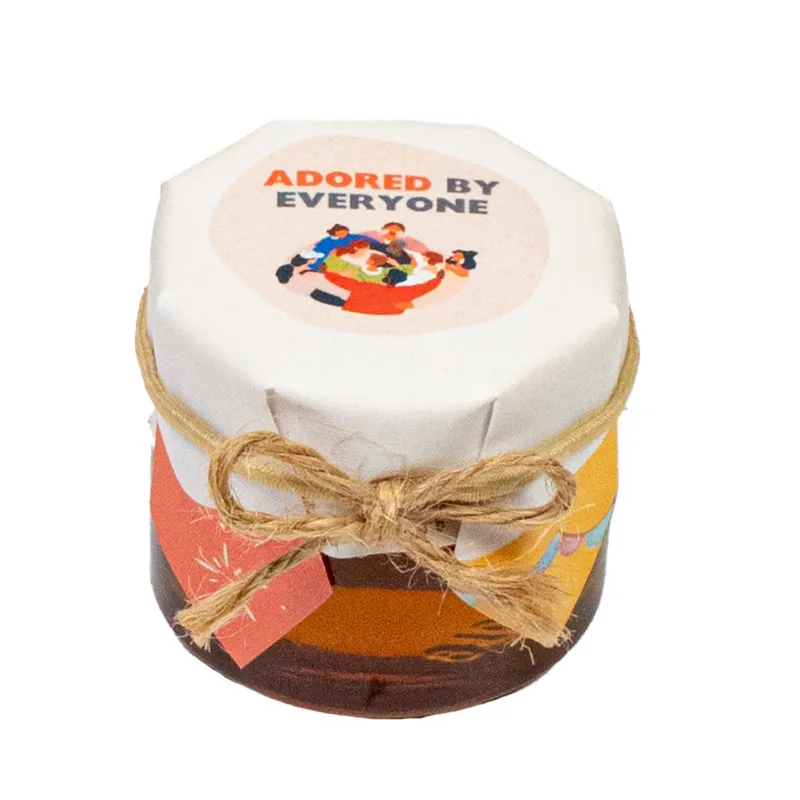 HoneySpree Adorned By Everyone mini honey jar for newborn celebration