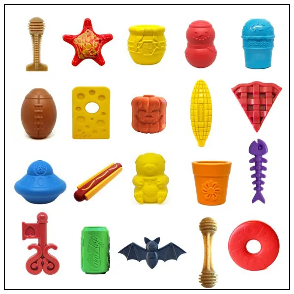 Soda Pup Bulk Rubber and Nylon Dog Chew Toys 20-Pack Cosmetic B-Grade - mixed chew toys for daycare facilities