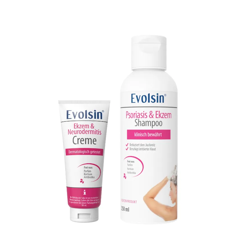 Evolsin Medical Ekzem Kopfhaut & Haut Set with shampoo and cream for scalp and skin eczema