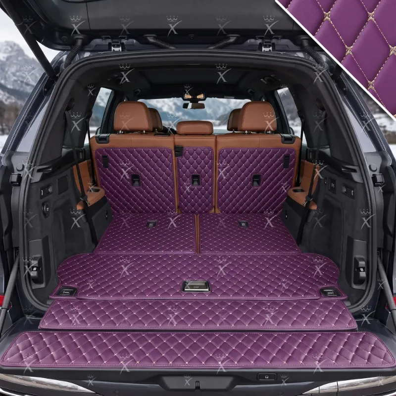 Luxus Car Mats XtendFit Diamond Trunk Mat in Lavender Purple covering trunk floor and seatbacks