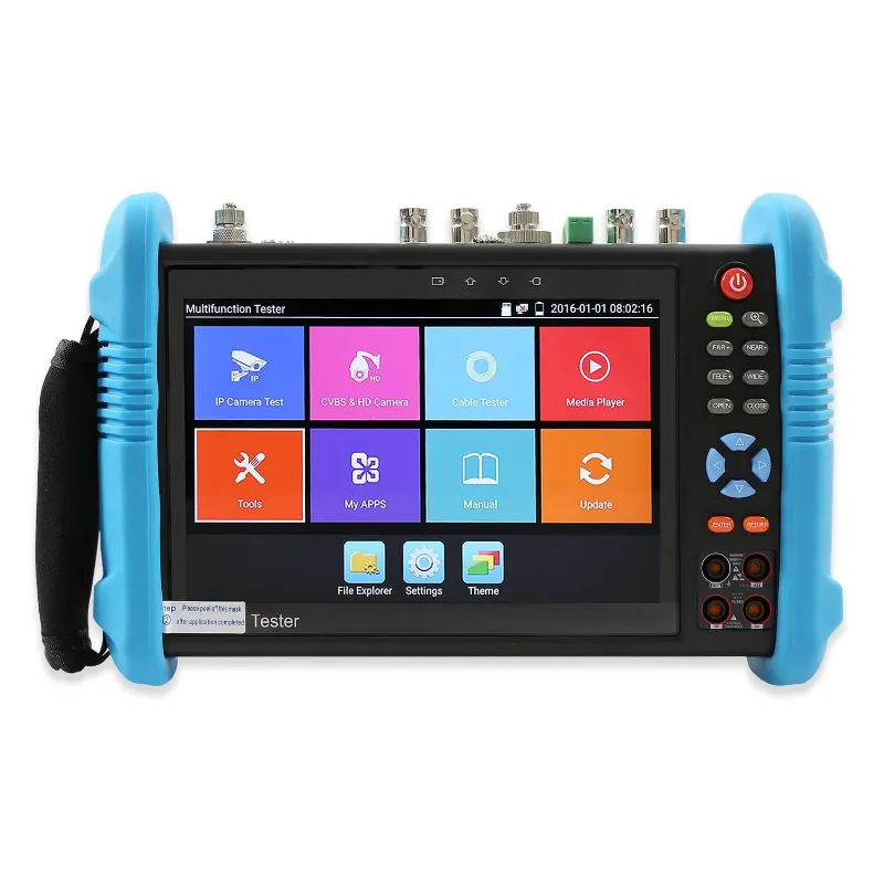 Wsdcam 7 Inch IP Camera Tester 9800Plus Series showing large touchscreen and testing interface