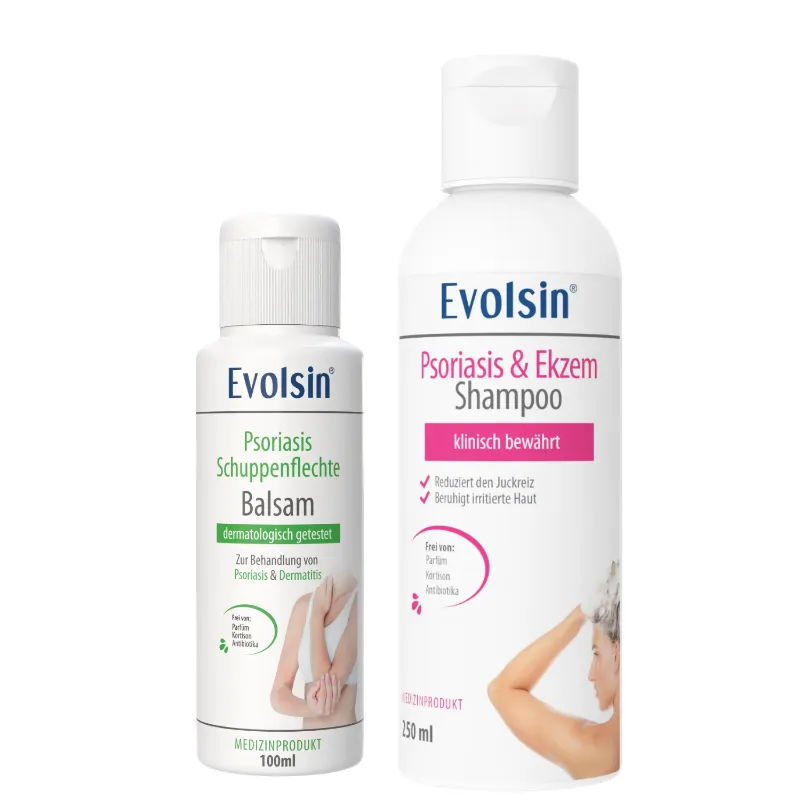 Evolsin Medical Psoriasis Bundle with balsam and shampoo products