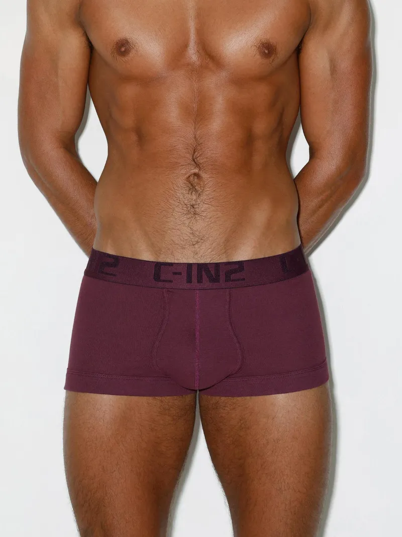 C-IN2 Core Low Rise Trunk Wine Burgundy men's underwear with exposed elastic waistband