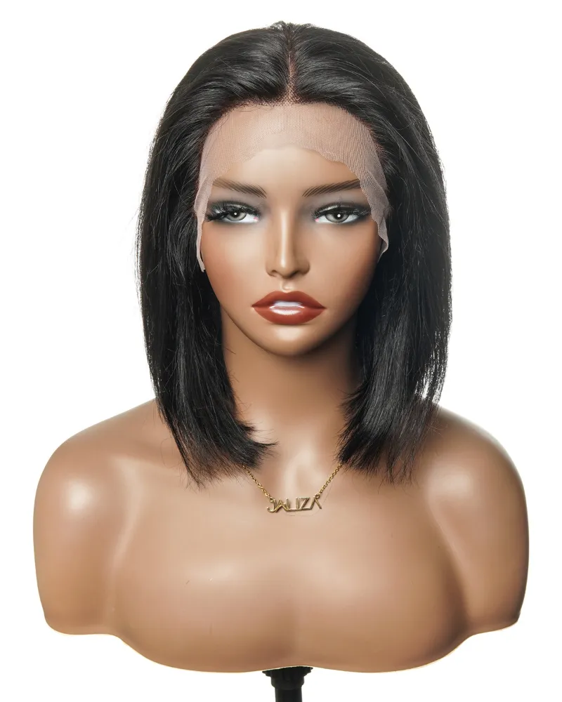 Jaliza Bobrina 100% Human Hair Glueless Pre Bleached Knots Deep Wave Wig in bob length