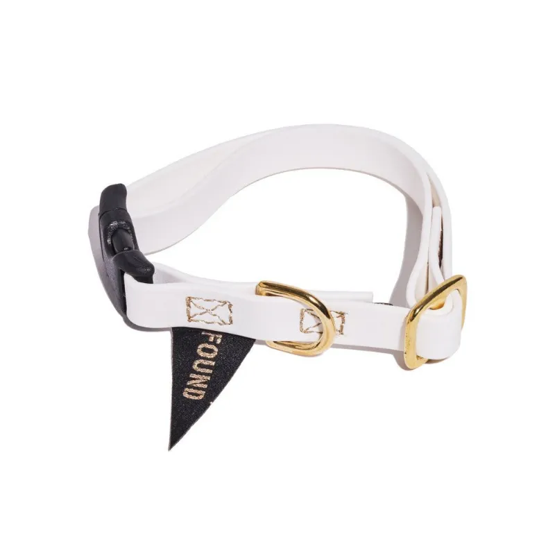 Found My Animal Biothane waterproof dog and cat collar in white with brass hardware