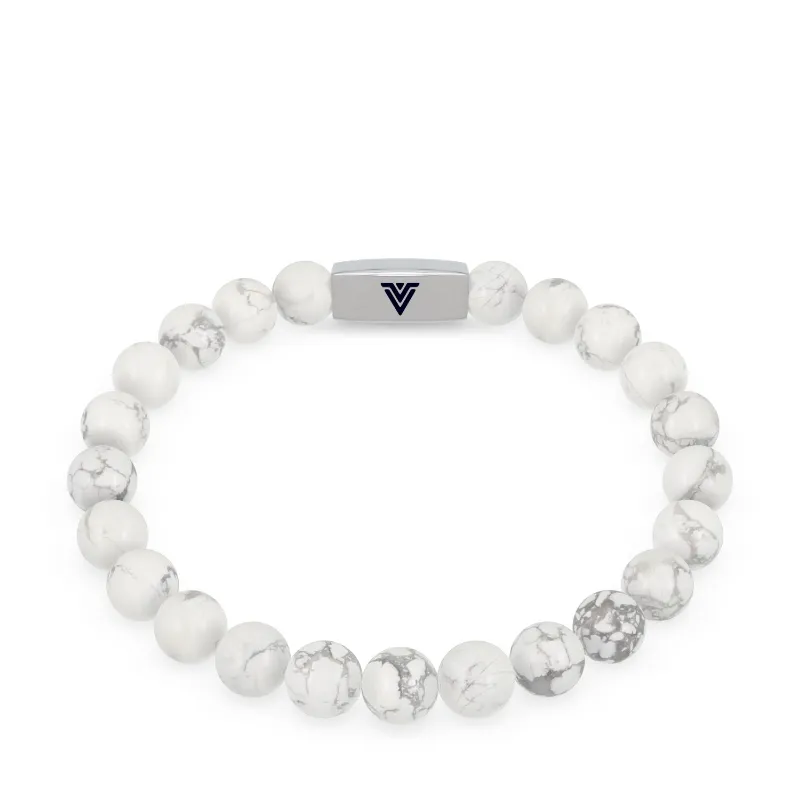VOLTLIN Howlite Stretch Bracelet with clear elastic cord and suede pouch