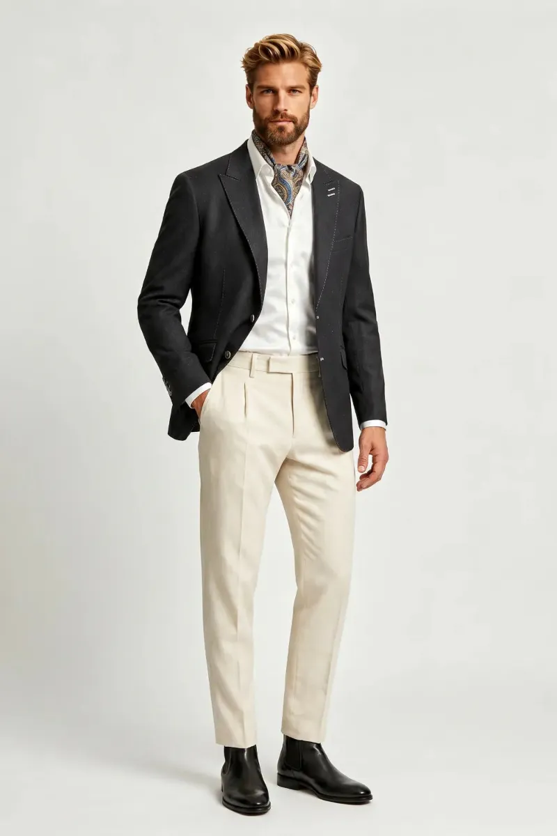 Wehilion Men's Black Business 2 Piece Suit, classic black blazer and trousers