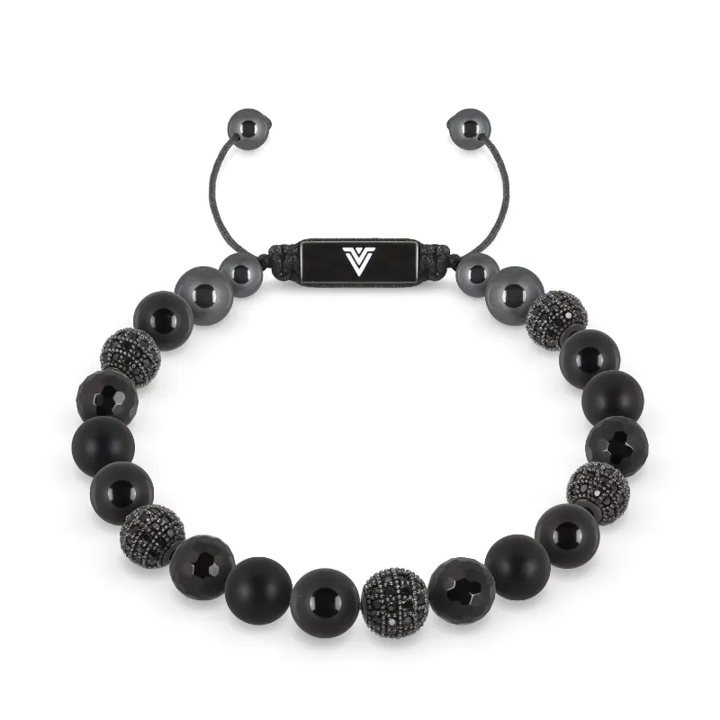 VOLTLIN Black Sirius Shambala Bracelet with onyx beads on black nylon cord