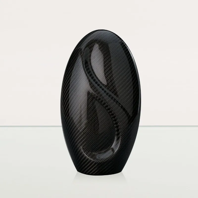 Pulvis Art Urns Carbon Fiber Cremation Urn Eternity in black twill weave carbon with modern minimalist design