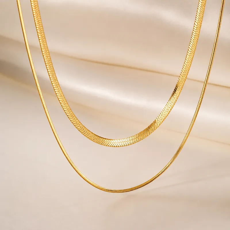 Viva Koutour Cosmetics Golden Luxe Layered Necklace 18K gold layered chain