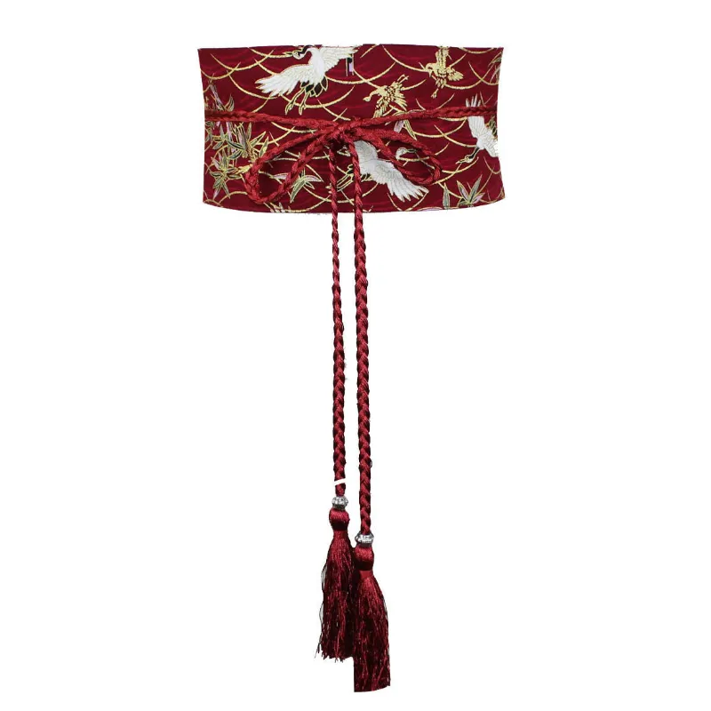 Foxtume Red Crane and Golden Charm Obi Sash
