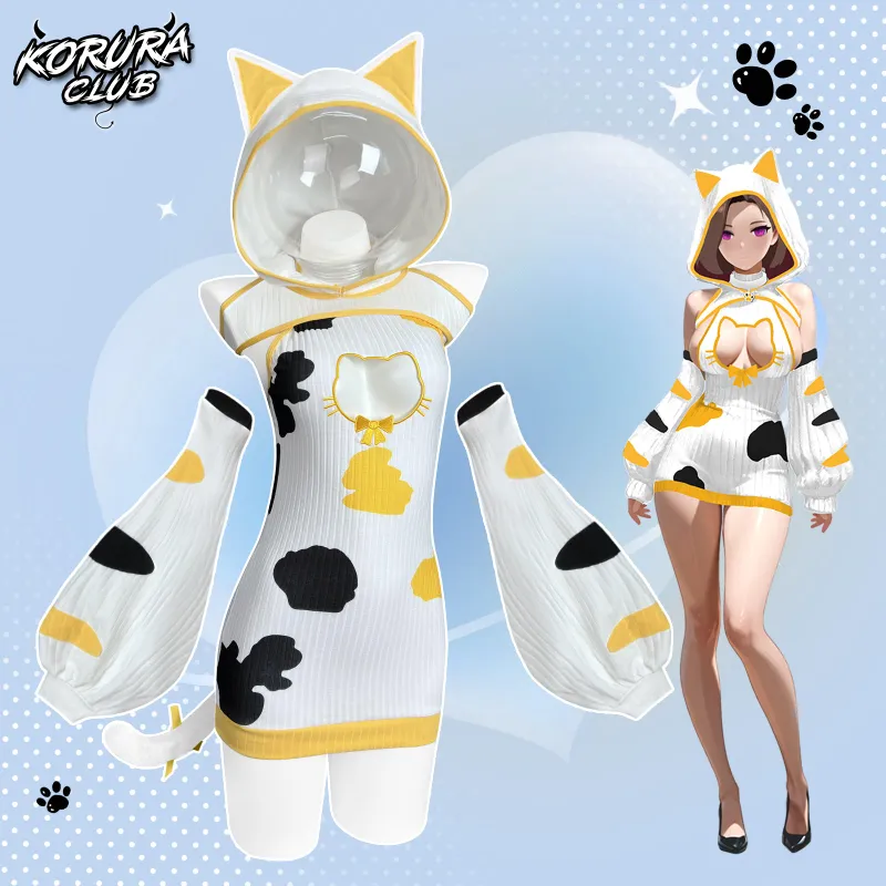 Koruraclub Cosplay Cute Cat Costume KO119 hooded set with tail and sleeves